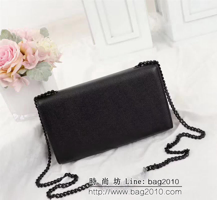 YSL聖羅蘭 原版魚子醬牛皮 翻蓋式 金色鏈條包 26702-1 YAS1346
